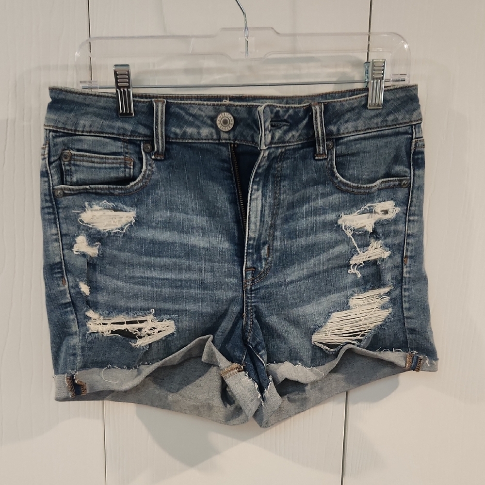American Eagle Outfitters Blue Jean Shorts Distressed Casual